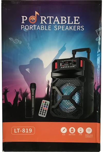 Nettech Portable LT-819-818 8 Inc Renkli Işık Kablosuz Hoparlör - Speaker