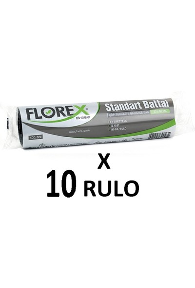 Florex Standart Battal Boy ( 72X95 cm ) Siyah Çöp Poşeti 10 Rulo 10*10=100 Adet