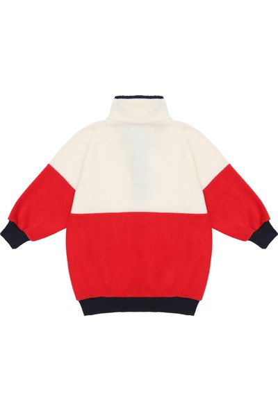 Berselüx Balıkçı Yaka Çıtçıtlı Kız-Erkek Çocuk Unisex Polar Sweatshirt. Kırmızı, Krem, Lacivert 1-8 Yaş