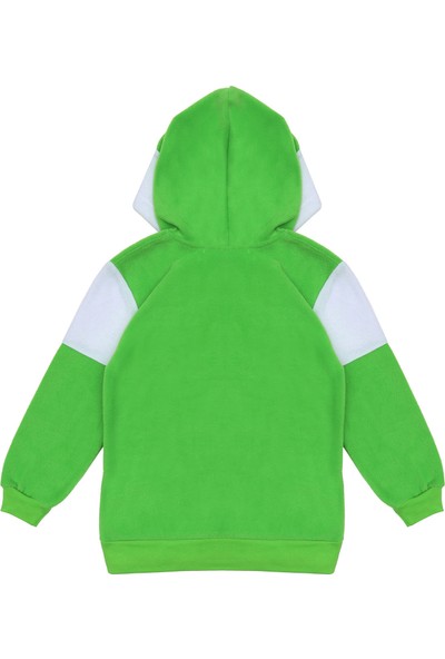 Berselüx Çocuk Polar Sweatshirt Fıstık Yeşili, Beyaz Kapüşonlu, Kanguru Cepli Kız-Erkek Unisex 1-8 Yaş
