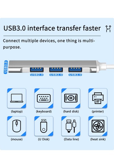 Daytona 809-CC Macbook Uyumlu Type-C to 4* USB 3.0 Splitter 5 Gbps Çevirici Hub Adaptör