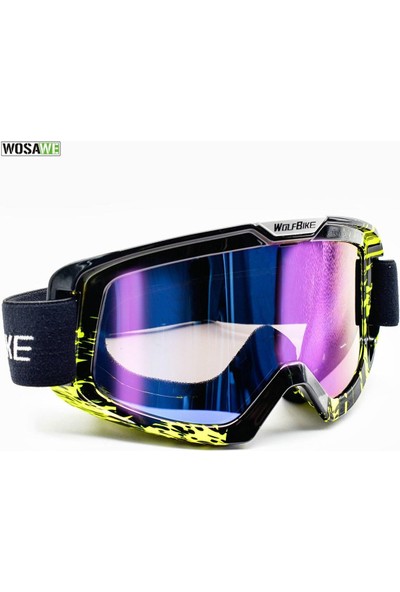 Wolfbike Unisex UV400 Anti Sis Renkli Kar Kayak ve Snowboard Gözlüğü Motosiklet Gözlüğü