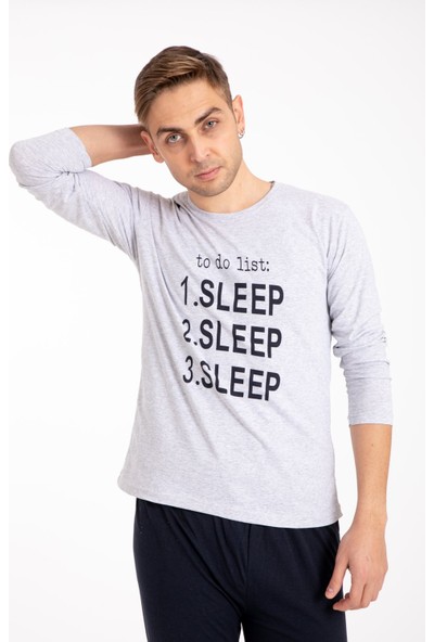 Tampap Erkek Baskılı Uzun Kol Pijama Takımı Tampap Sleep