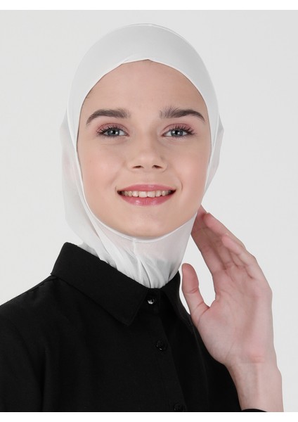 Nefes Alan Kumaş Boyunlu Bone - 05 Krem - Ecardin