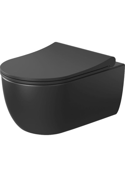 Bocchi V-tondo Asma Klozet Taharet Borusuz Rimless Mat Siyah Kapak Hariçtir 1416-004-0129