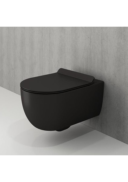Bocchi V-tondo Asma Klozet Taharet Borusuz Rimless Mat Siyah Kapak Hariçtir 1416-004-0129 fiyatları