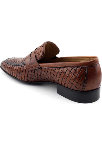 Fosco 2090 Erkek Klasik Ayakkabı-Taba Örgülü modelleri