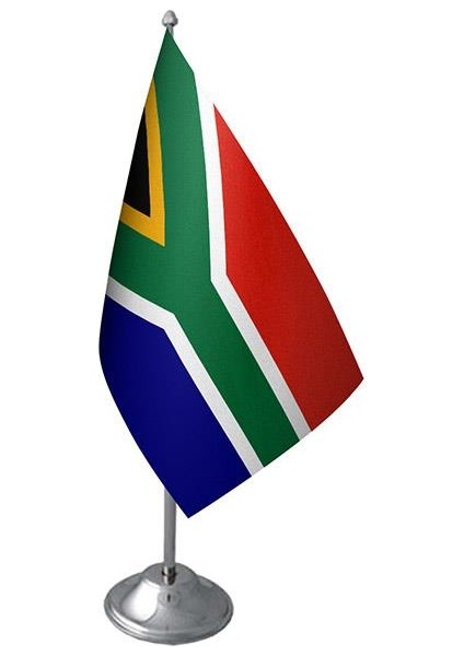 Masa Üstü Güney Afrika Bayrağı Krom Direk Masa Bayrak Seti