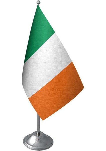 Masa Üstü Irlanda Bayrağı Krom Direk Masa Bayrak Seti