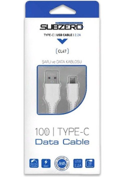 Type-C – 1m 2.2 A CL47 Şarj ve Data Kablosu