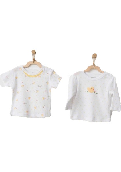 Kız Bebek Civciv Desenli Beyaz Tshirt AC21577