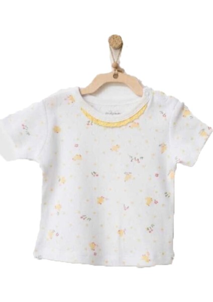 Kız Bebek Civciv Desenli Beyaz Tshirt AC21577 modelleri