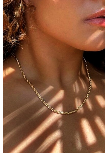 Kadın Sarı Zincir Burgu Model - Ithal Kararmaz Çelik Erkek Zincir