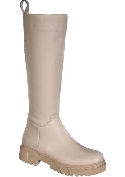 Yaz Kış Kadın Siyah Nut 4cm Topuk 35CM Dizboyu Soğuğa Dayanıklı Çizme