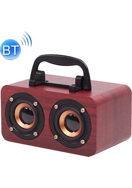 FT-4002 Ahşap Kablosuz Bluetooth Taşınabilir Retro Hoparlörler (Kırmızı Ahşap Tahıl) (Yurt Dışından)