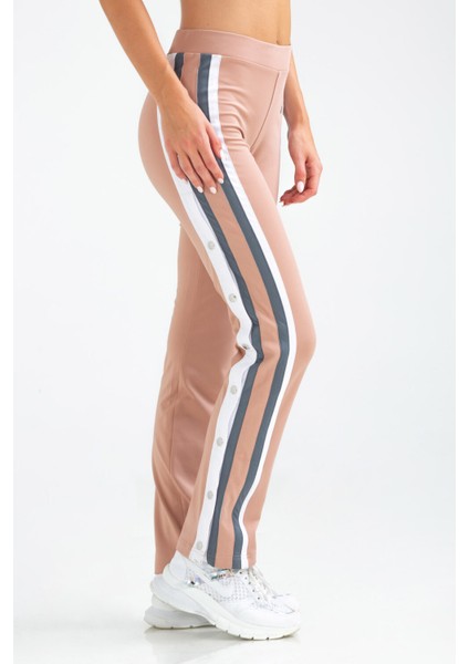 Pudra Regular Fit Düz Dalgıç Kumaş Çıt Çıtlı Düz Paça Kadın Eşofman Altı - SD0713 modelleri