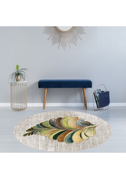 Dijital Baskı Yıkanabilir Kaymaz Taban Oval Halı Rvg7039100150-Sd271