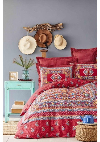 Home Çift Kişilik Ranforce Nevresim Takımı Mihver Kırmızı