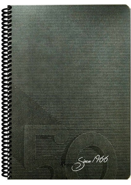 Since 1966 Spiralli Siyah Plastik Kapak 80 Yaprak 19X25 Kareli Defter