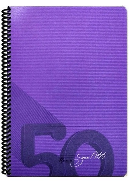 Since 1966 Spiralli Mor Plastik Kapak 80 Yaprak 19X25 Kareli Defter