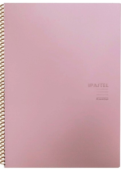 Pastel Note Spiralli Açık Pembe Plastik Kapak 80 Yaprak 16,5X22,5 Çizgili Defter