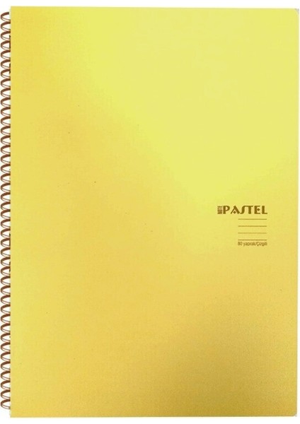 Pastel Note Spiralli Sarı Plastik Kapak 80 Yaprak 16,5X22,5 Çizgili Defter