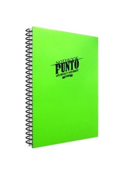 Punto Yeşil Spiralli Plastik Kapak 60 Yaprak A4 Çizgili Defter