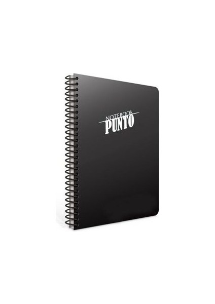 Punto Spiralli Siyah Plastik Kapak 80 Yaprak A4 Çizgili Defter