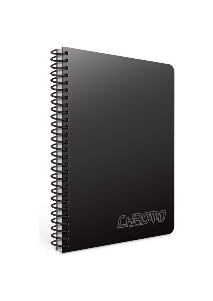 Chromo Spiralli Siyah Plastik Kapak 60 Yaprak A4 Çizgisiz Defter