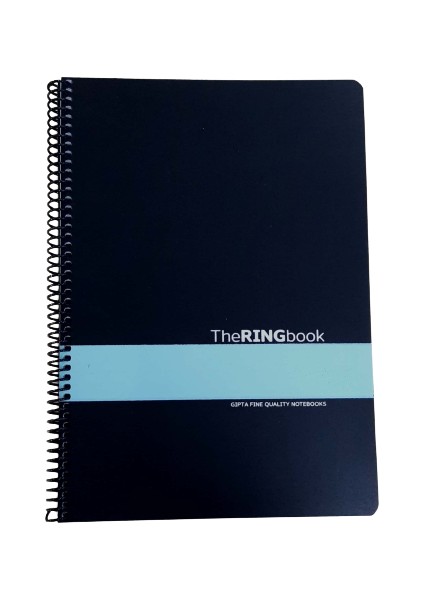The Ring Book Turkuaz Şeritli Spiralli Pp Kapak 80 Yaprak A4 Kareli Defter