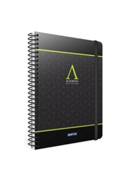 Academia Spiralli Siyah Yeşil Sert Kapak 120 Yaprak 17X24 Çizgili Defter