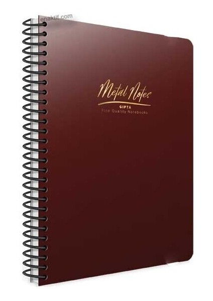 Metal Notes Bordo Spiralli Plastik Kapak 100 Yaprak A4 Kareli Defter