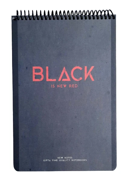 New Notes Black Is New Red Spiralli Sert Kapak 100 Yaprak 17X24 Kareli Bloknot