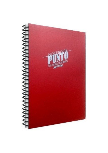 Punto Spiralli Kırmızı Plastik Kapak 80 Yaprak A4 Çizgili Defter