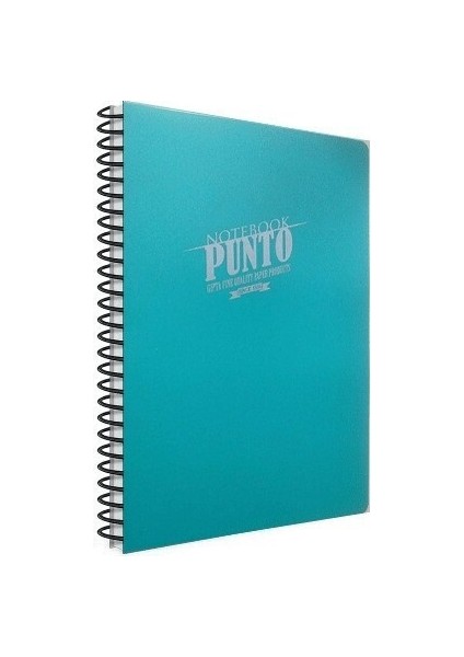 Punto Spiralli Turkuaz Plastik Kapak 80 Yaprak A4 Kareli Defter