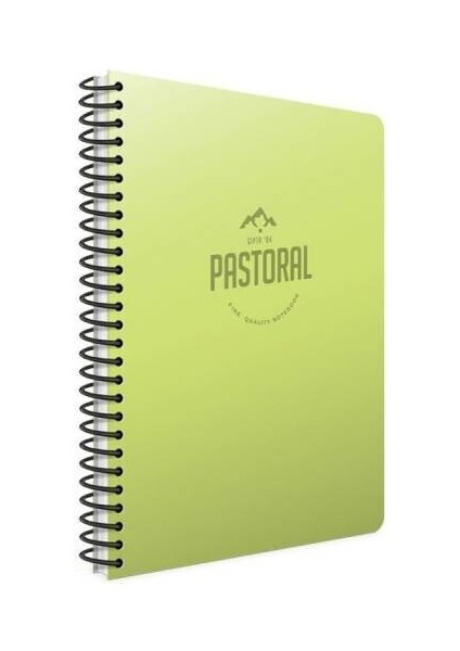 Pastoral Spiralli Yeşil Plastik Kapak 60 Yaprak A4 Çizgili Defter