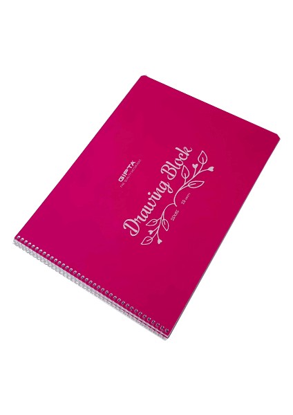 Spiralli Pembe Plastik Kapak 25 Yaprak 25X35 Resim Defteri