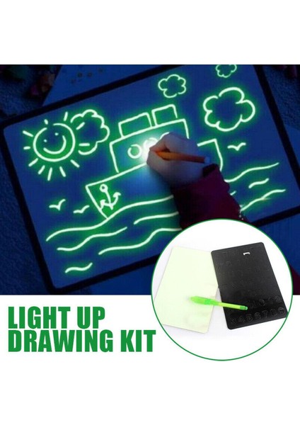Glow Boyama Çizim Tablet ile Işık ile Çizim Karanlık Doodle Pad Rus A3 (Yurt Dışından)