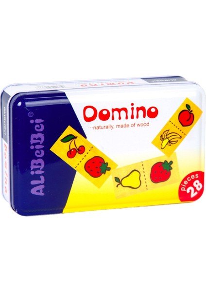 Ahşap Eğitici Geliştirici Domino Meyve Eşleştirme Metal Kutu Hediyeli fiyatları