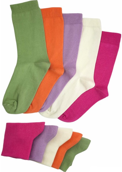 5 Çift Düz Pastel Renkli Soket Çorap 36-41 Numara BT-0336