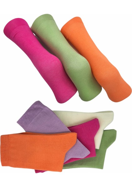 5 Çift Düz Pastel Renkli Soket Çorap 36-41 Numara BT-0336