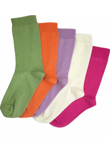5 Çift Düz Pastel Renkli Soket Çorap 36-41 Numara BT-0336