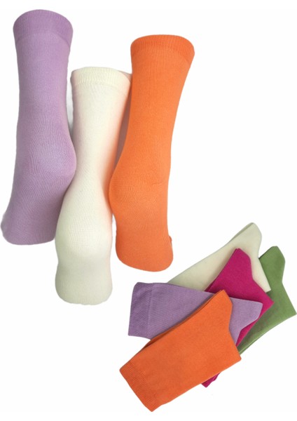5 Çift Düz Pastel Renkli Soket Çorap 36-41 Numara BT-0336