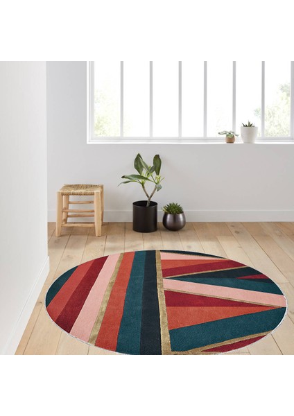 Dijital Baskı Yıkanabilir Kaymaz Taban Yuvarlak Halı Rvg7017100