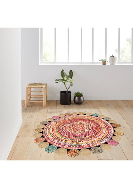 Dijital Baskı Yıkanabilir Kaymaz Taban Yuvarlak Halı Rvg7012160