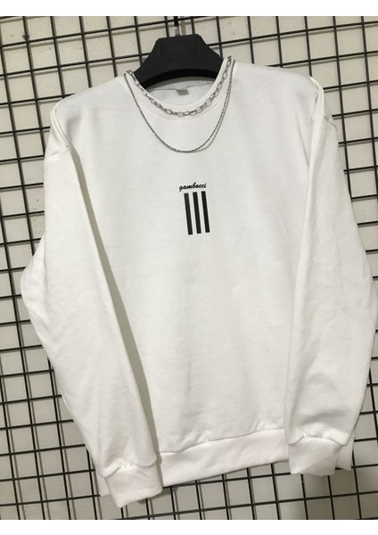 Oversize Sweatshirt Beyaz 3 Çizgili fiyatları