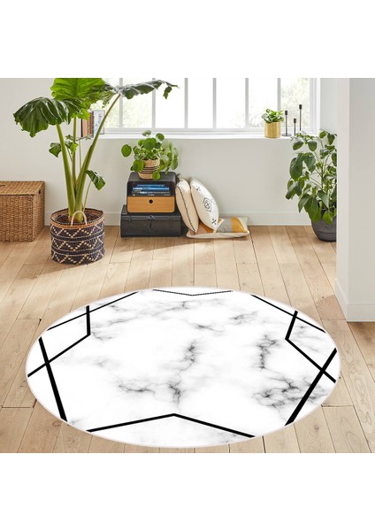 Dijital Baskı Yıkanabilir Kaymaz Taban Yuvarlak Halı Rvg7116100