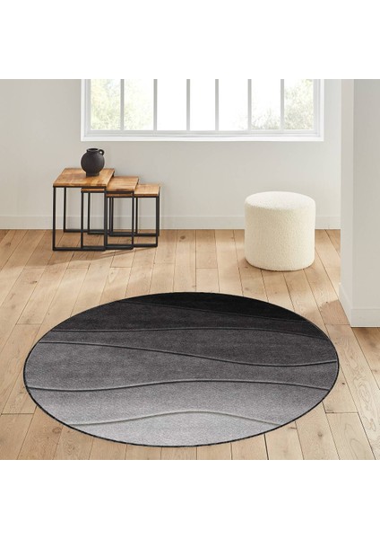 Dijital Baskı Yıkanabilir Kaymaz Taban Yuvarlak Halı Rvg7099140