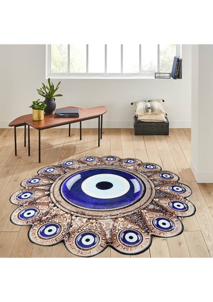 Dijital Baskı Yıkanabilir Kaymaz Taban Yuvarlak Halı Rvg7024160