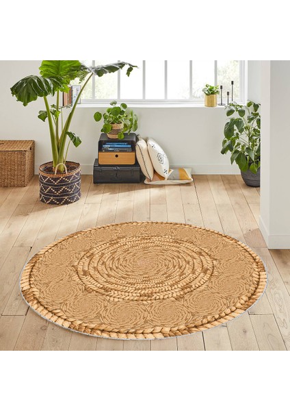 Dijital Baskı Yıkanabilir Kaymaz Taban Yuvarlak Halı Rvg7061-Sd327-140